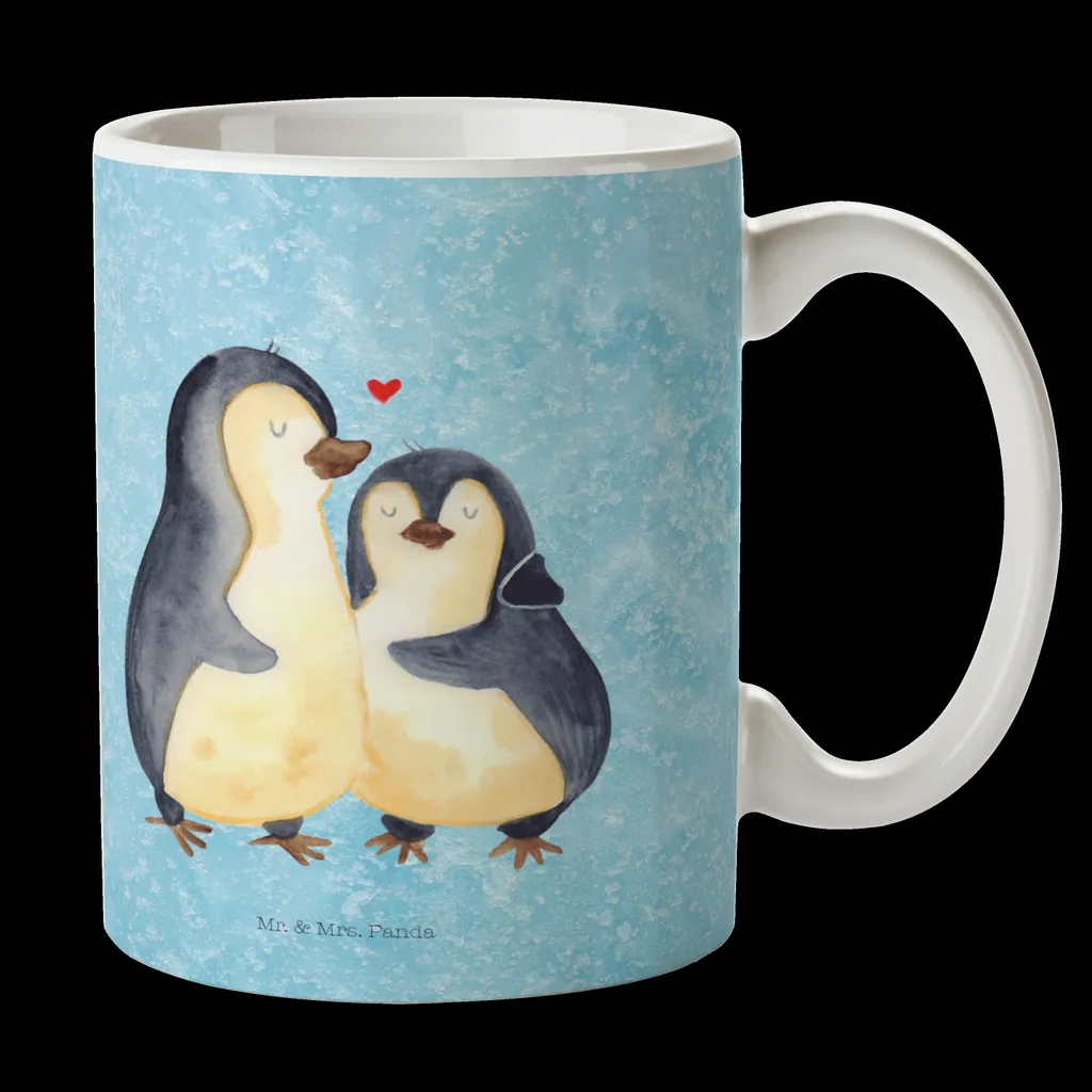 Mr. & Mrs. Panda Tasse Pinguin umarmend - Eisblau - Geschenk, Teebecher, Paar, Liebesgeschenk, Becher, Liebespaar, Hochzeitsgeschenk, Tasse Motive, Umarmung verliebt